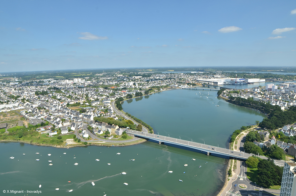 vue aérienne depuis la rivière du Scorff