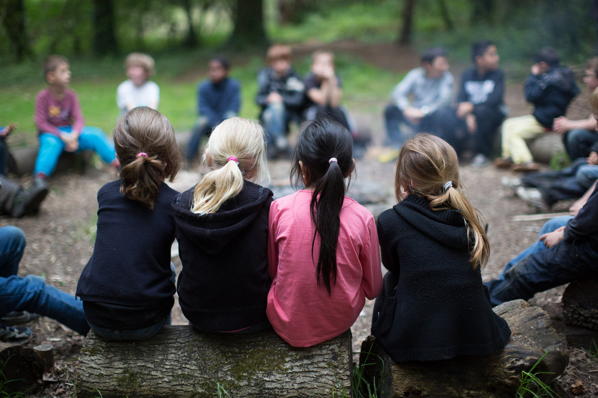 Enfants au camp trappeur à Saint-Niau, Lanester