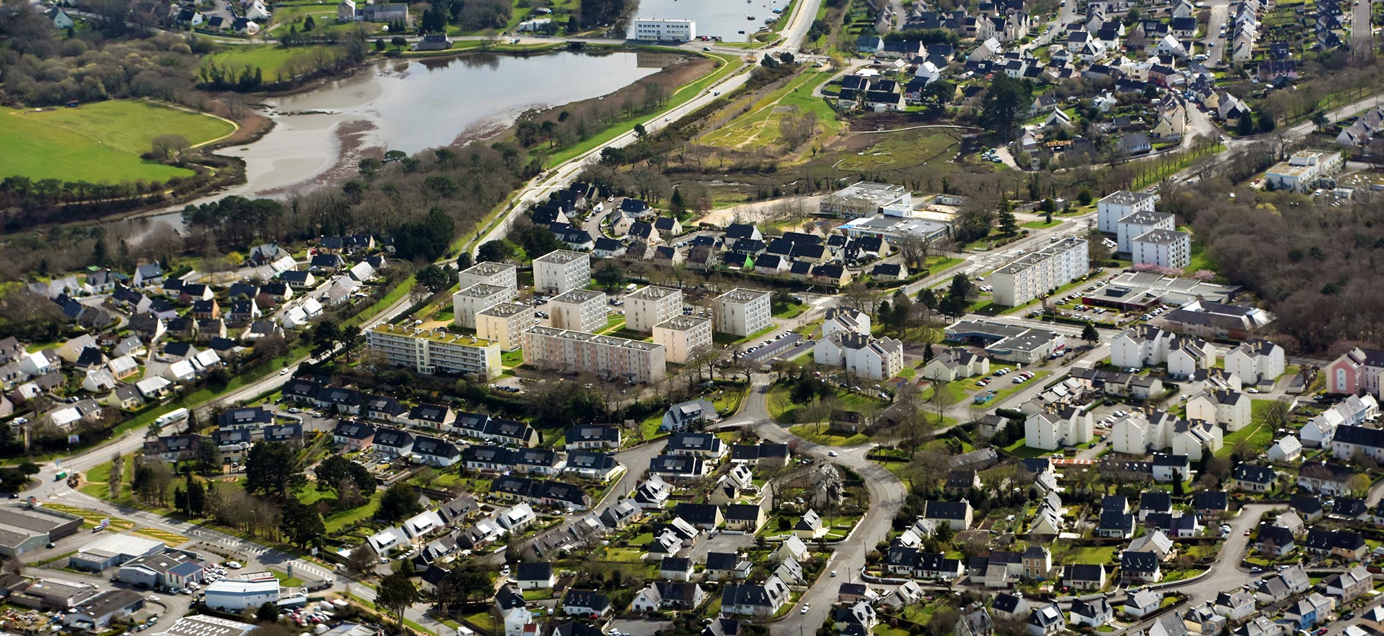 Vue aérienne du quartier Kerfrehour-Châtaigneraie de Lanester (2018)