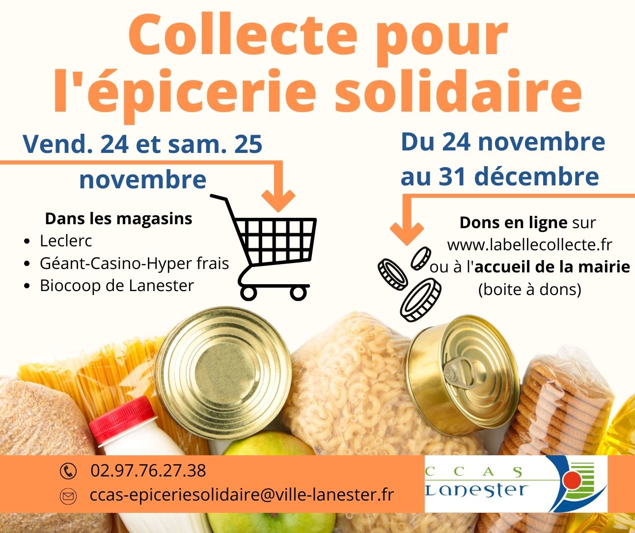 visuel collecte épicerie solidaire Lanester