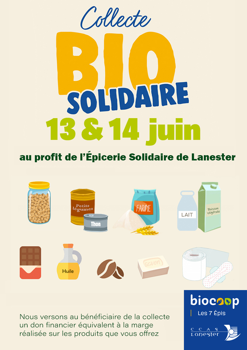 collecte bioccop pour l'épicerie solidaire de Lanester