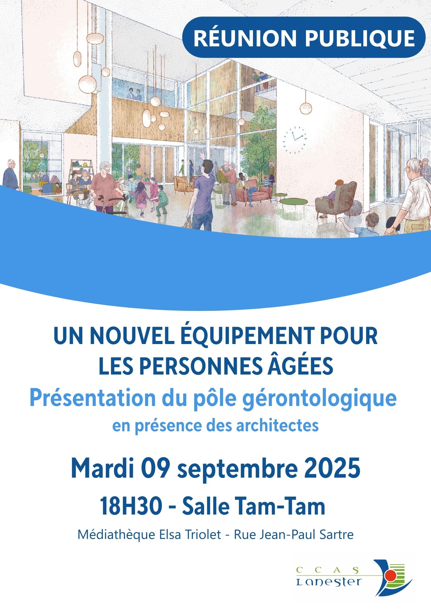 affiche réunion publique - présentation pôle gérontologique Lanester