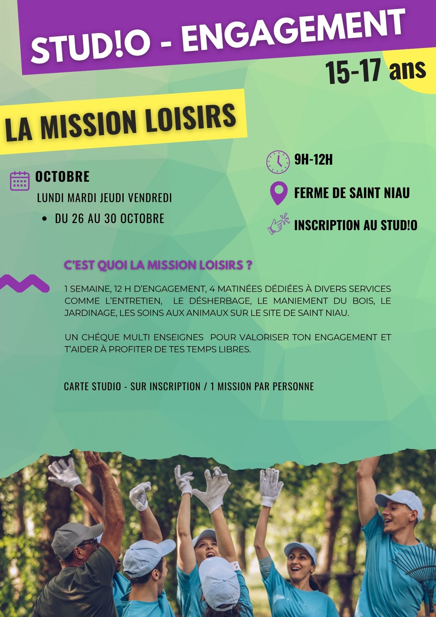 Mission loisirs au Studio
