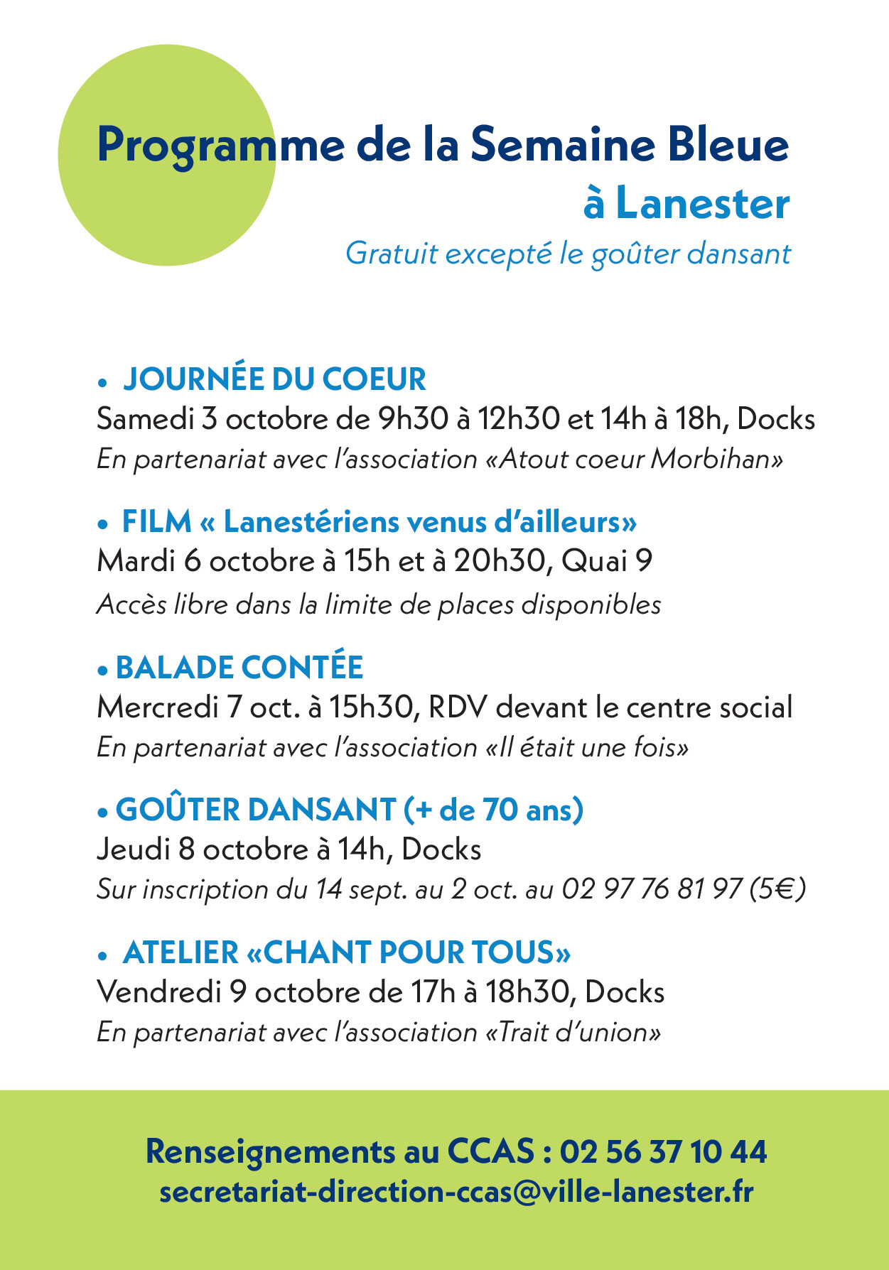 Programme Semaine Bleue 2026 à Lanester